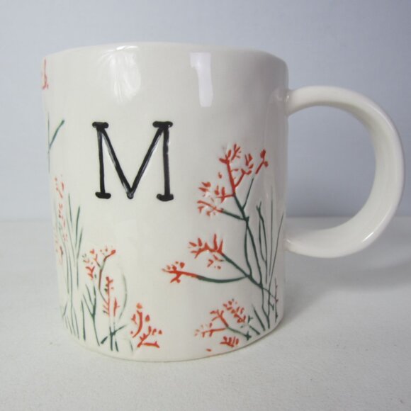 Anthropologie Dagny Monogram Mug Letter C Floral Cottage Pottery Ceramic - Picture 8 of 8